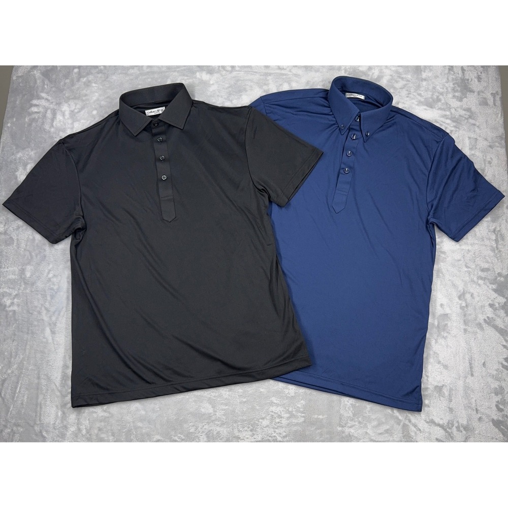 COLLARS & CO Dress Collar Polos Mens S Blue Black‎ Short Sleeve Lot of 2 NWOT